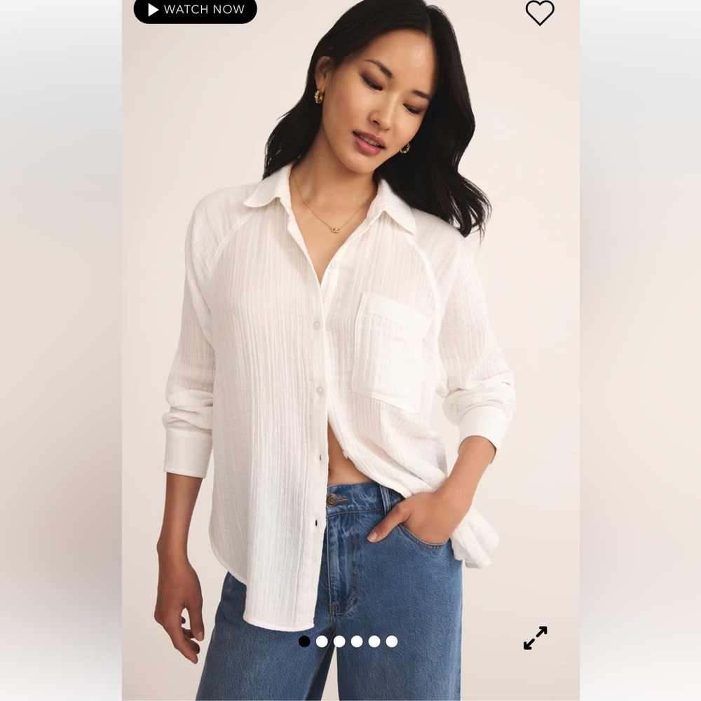 Zsupply, Perfect Airy Gauze Button Up, L - Picture 1 of 8